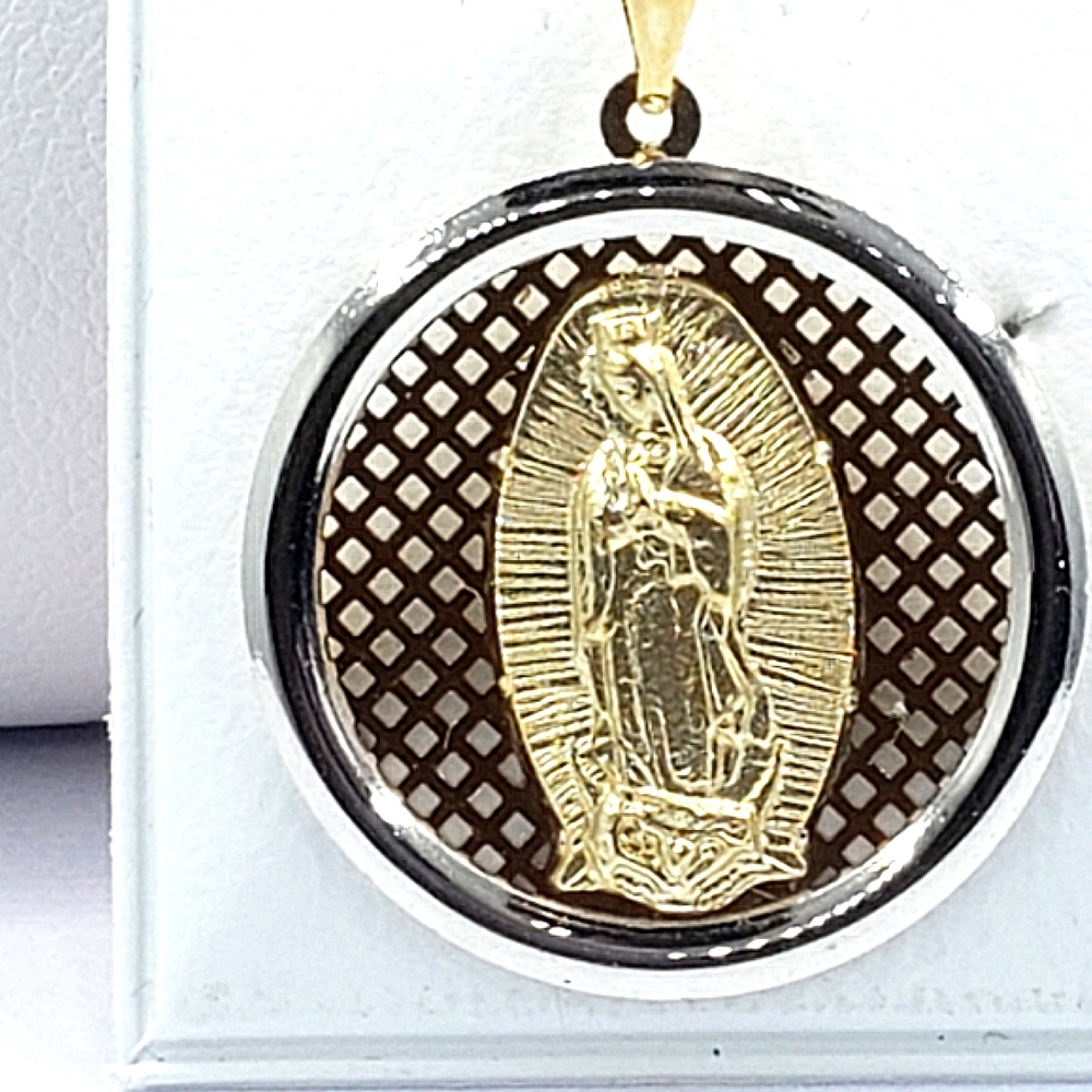 14k REAL GOLD High Polished Guadalupe Pendant 20mm